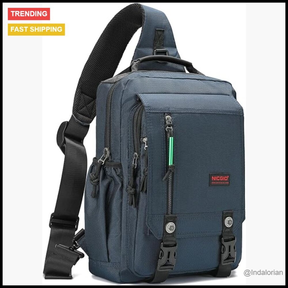 Water Resistant Nylon Sling Backpack Adjustable Strap Laptop Messenger Bag